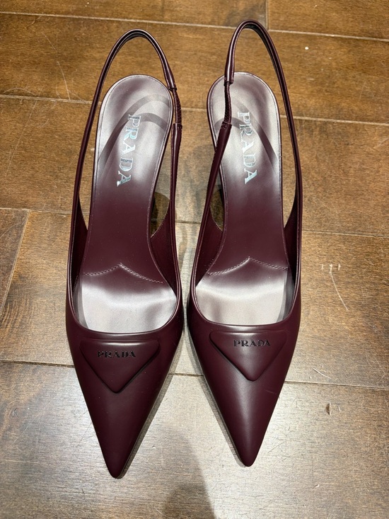 Prada Shoes - Prada Burgundy Pointed Slingback Pumps